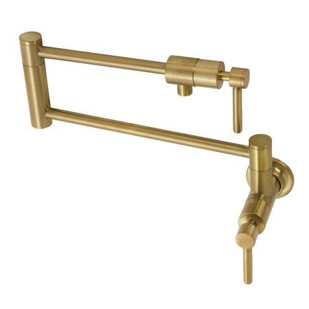 KINGSTON BRASS KS4107DL Wall Mount Pot Filler, Brushed Brass KS4107DL